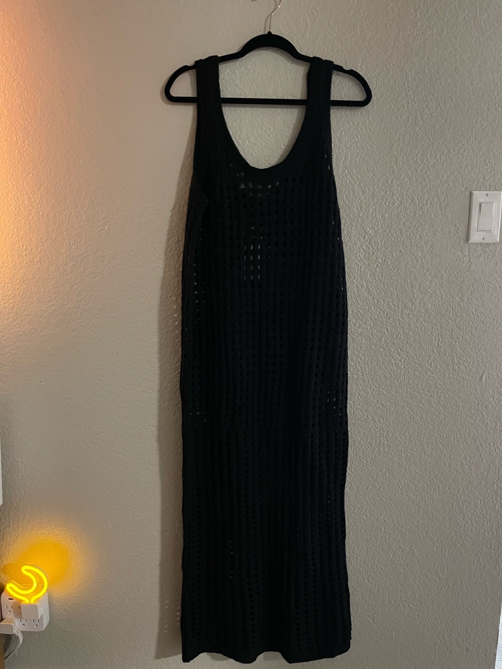 Scoop-Neck Black Crochet Maxi Dress Bathing Suit cover up  - Women
